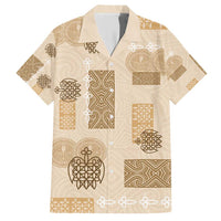 Vintage Lapita Family Matching Short Sleeve Bodycon Dress and Hawaiian Shirt Iconic Double Face Pattern Beige