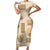 Vintage Lapita Family Matching Short Sleeve Bodycon Dress and Hawaiian Shirt Iconic Double Face Pattern Beige