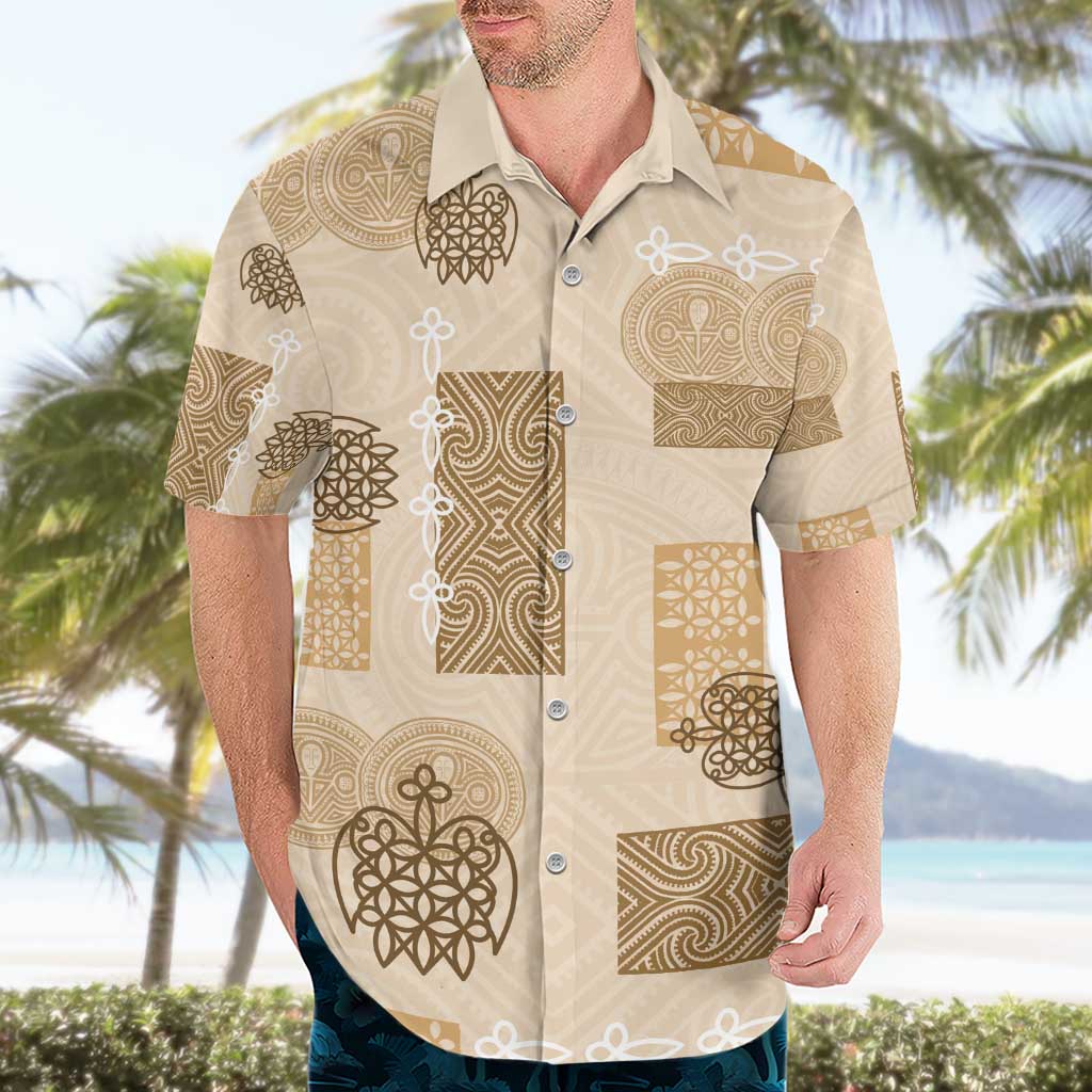 Vintage Lapita Hawaiian Shirt Iconic Double Face Pattern Beige