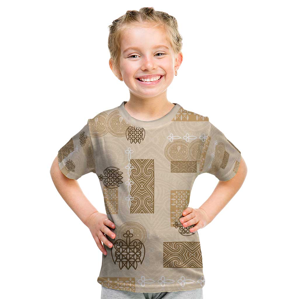 Vintage Lapita Kid T Shirt Iconic Double Face Pattern Beige