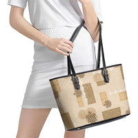 Vintage Lapita Leather Tote Bag Iconic Double Face Pattern Beige