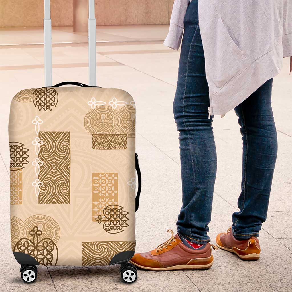 Vintage Lapita Luggage Cover Iconic Double Face Pattern Beige LT05 Beige - Polynesian Pride