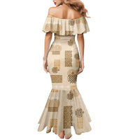 Vintage Lapita Mermaid Dress Iconic Double Face Pattern Beige