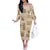 Vintage Lapita Off The Shoulder Long Sleeve Dress Iconic Double Face Pattern Beige