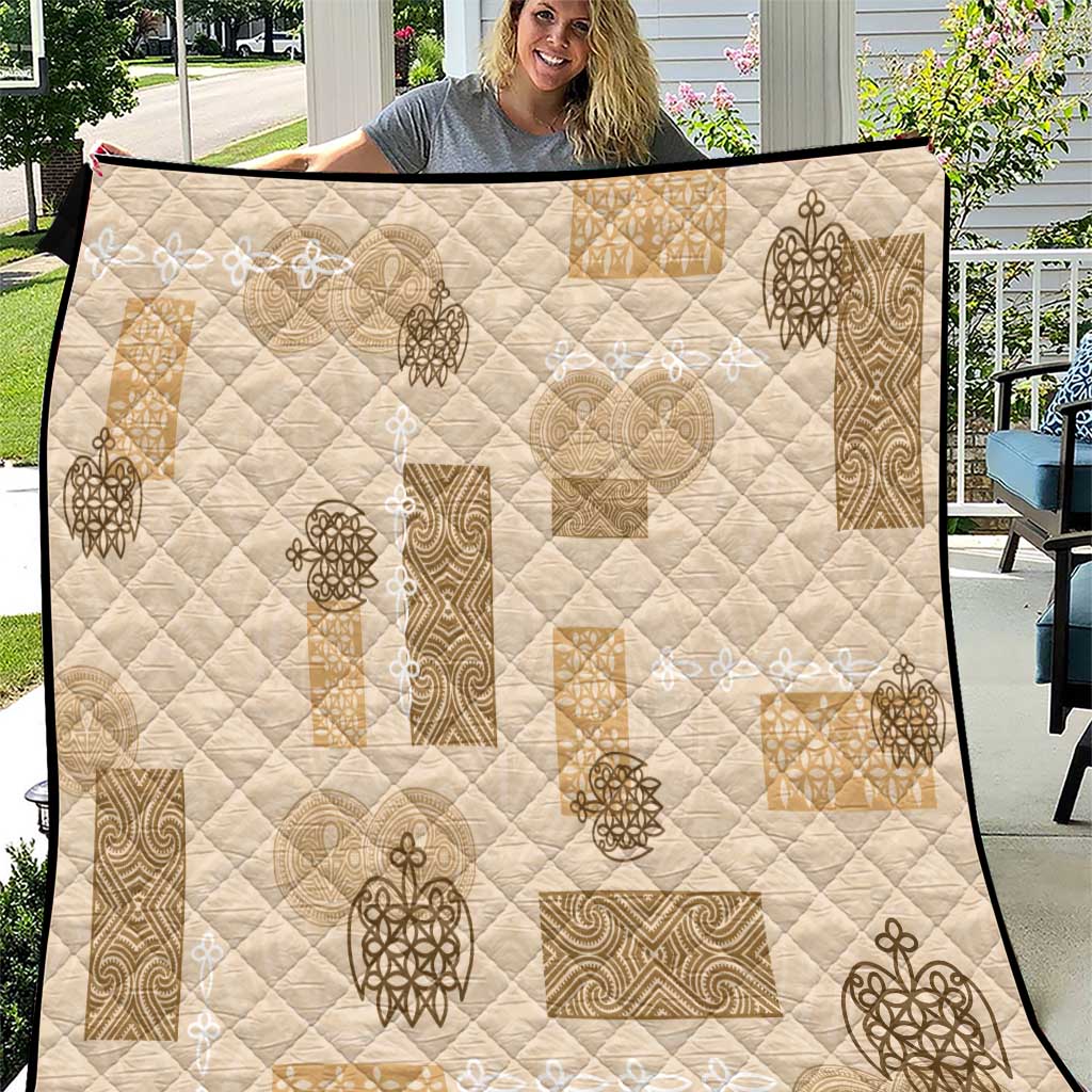 Vintage Lapita Quilt Iconic Double Face Pattern Beige LT05 Beige - Polynesian Pride