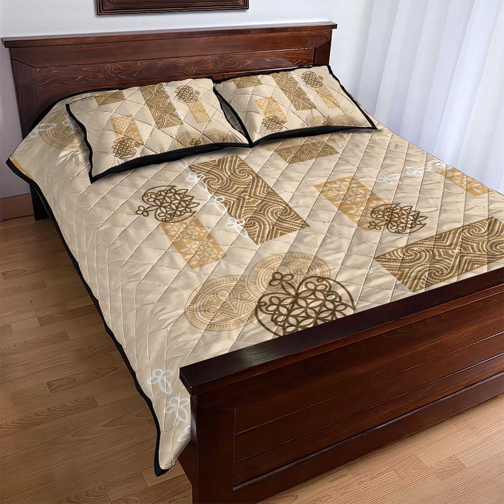 Vintage Lapita Quilt Bed Set Iconic Double Face Pattern Beige