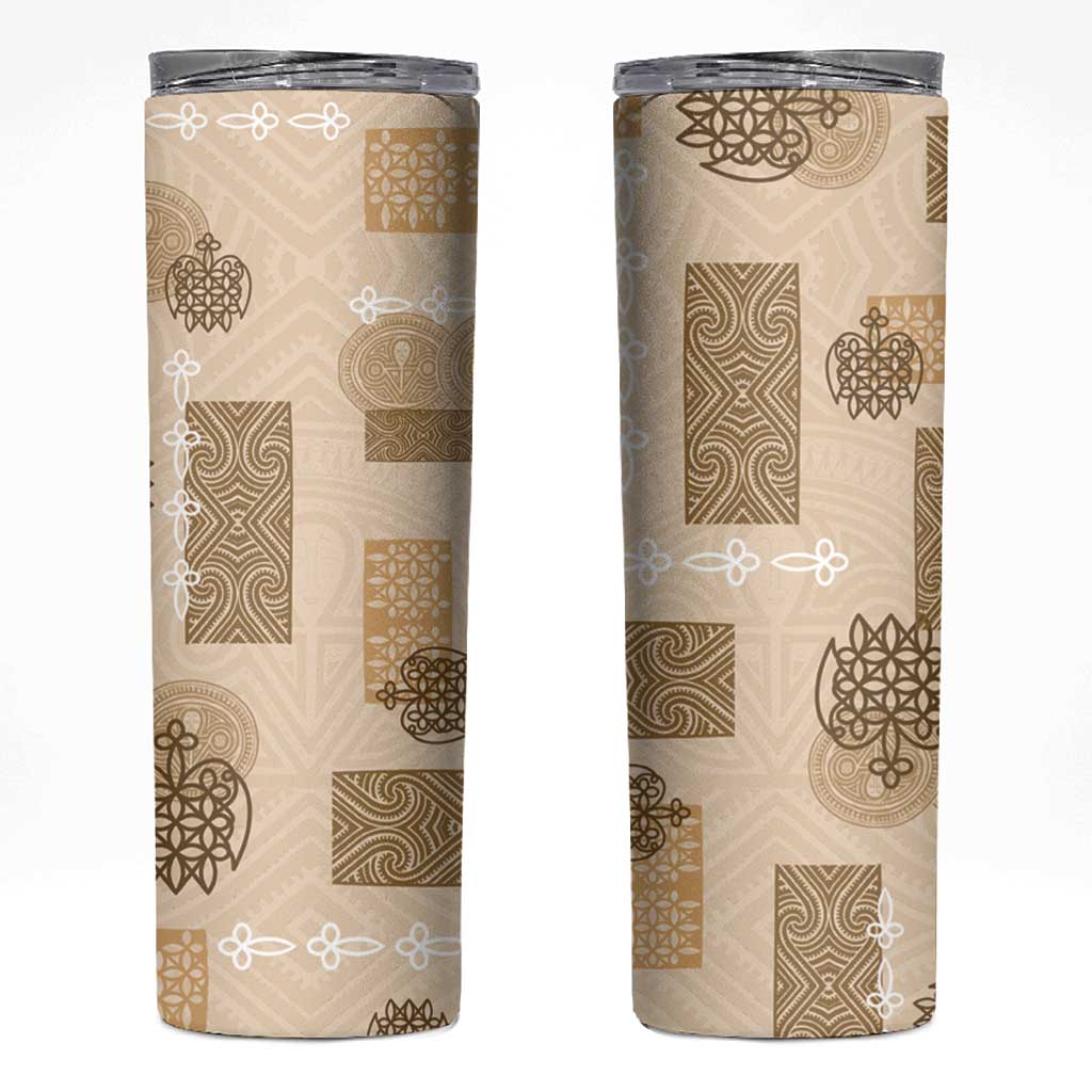 Vintage Lapita Skinny Tumbler Iconic Double Face Pattern Beige