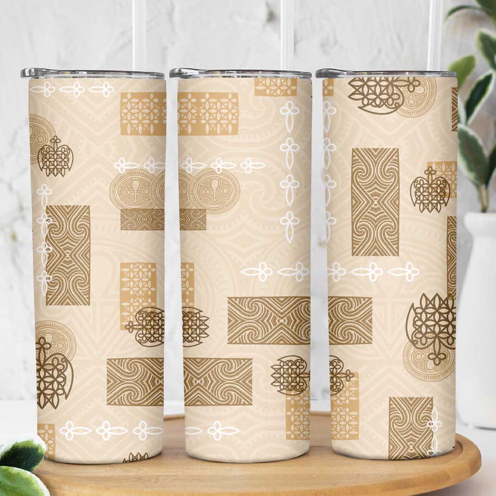 Vintage Lapita Skinny Tumbler Iconic Double Face Pattern Beige