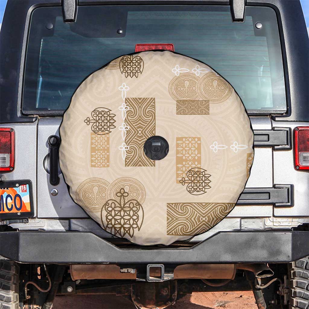Vintage Lapita Spare Tire Cover Iconic Double Face Pattern Beige LT05 Beige - Polynesian Pride