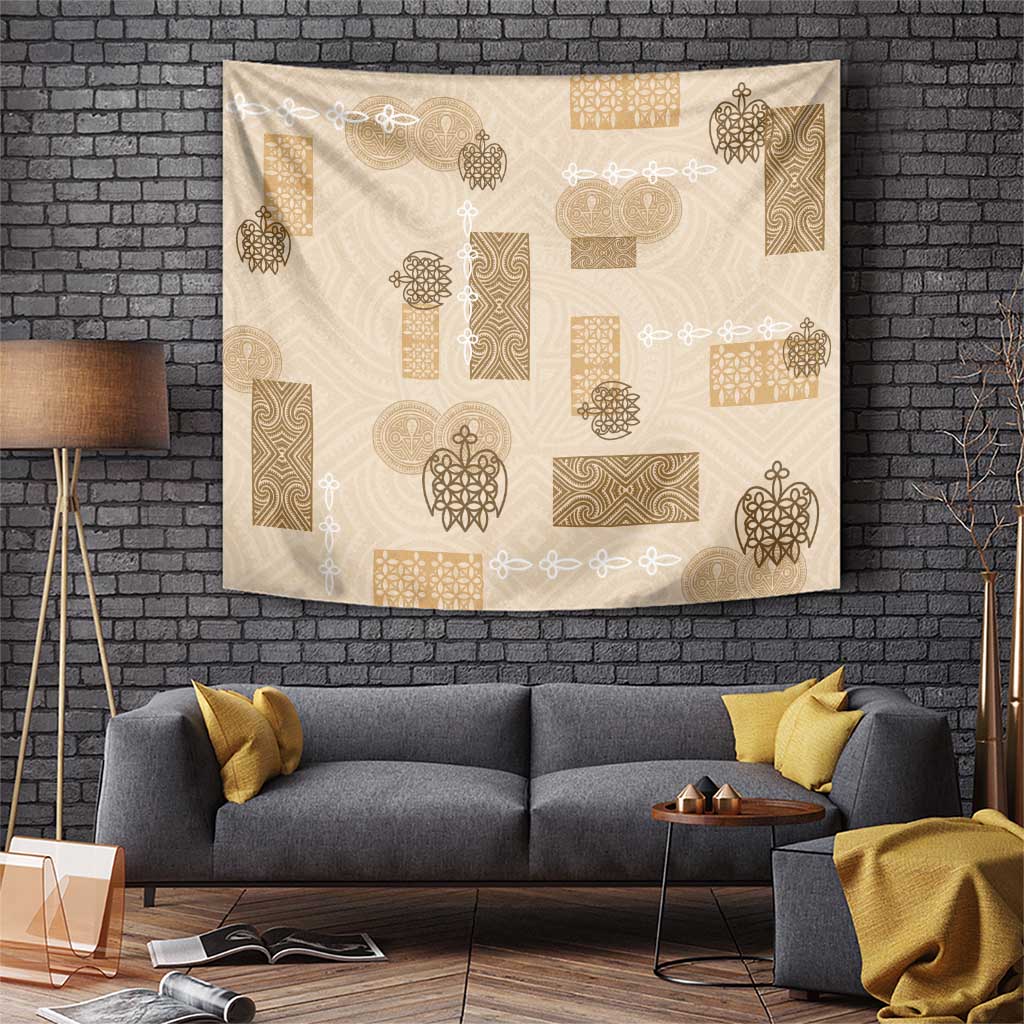Vintage Lapita Tapestry Iconic Double Face Pattern Beige LT05 Beige - Polynesian Pride