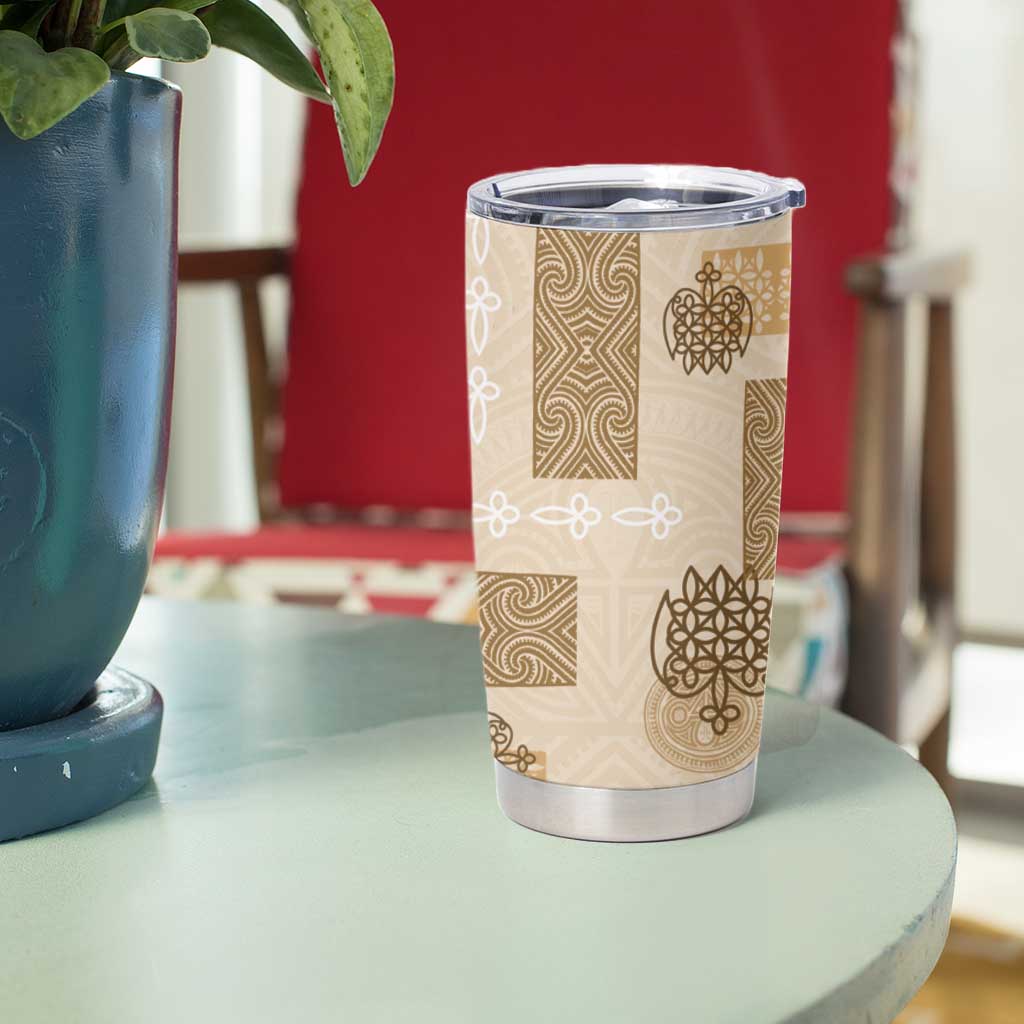 Vintage Lapita Tumbler Cup Iconic Double Face Pattern Beige