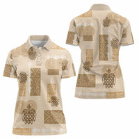 Vintage Lapita Women Polo Shirt Iconic Double Face Pattern Beige