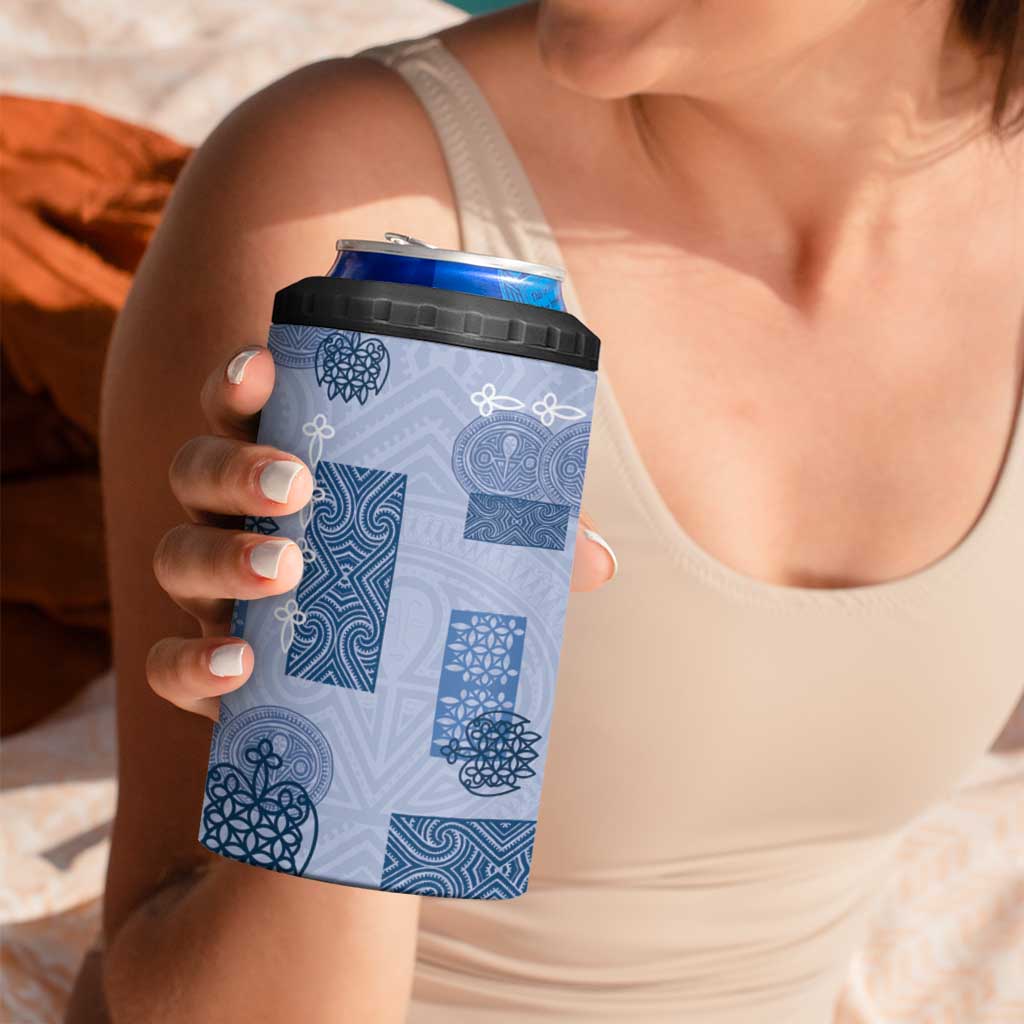 Vintage Lapita 4 in 1 Can Cooler Tumbler Iconic Double Face Pattern Blue