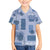 Vintage Lapita Family Matching Short Sleeve Bodycon Dress and Hawaiian Shirt Iconic Double Face Pattern Blue