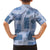 Vintage Lapita Family Matching Summer Maxi Dress and Hawaiian Shirt Iconic Double Face Pattern Blue