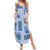 Vintage Lapita Family Matching Summer Maxi Dress and Hawaiian Shirt Iconic Double Face Pattern Blue