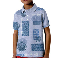 Vintage Lapita Kid Polo Shirt Iconic Double Face Pattern Blue