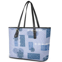 Vintage Lapita Leather Tote Bag Iconic Double Face Pattern Blue