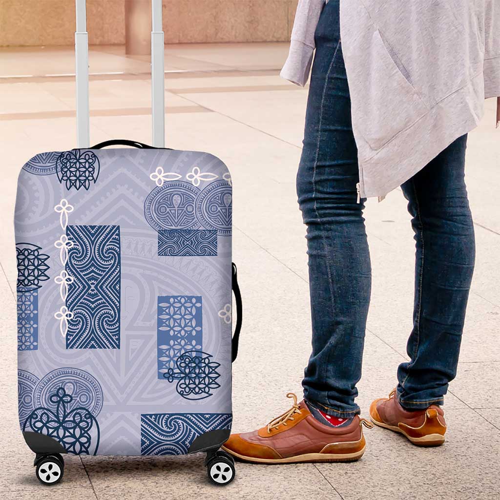 Vintage Lapita Luggage Cover Iconic Double Face Pattern Blue LT05 Blue - Polynesian Pride
