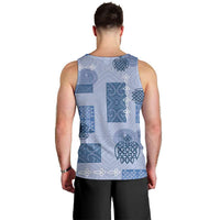 Vintage Lapita Men Tank Top Iconic Double Face Pattern Blue