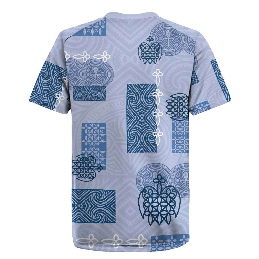 Vintage Lapita Rugby Jersey Iconic Double Face Pattern Blue