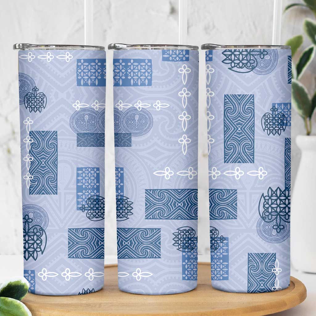Vintage Lapita Skinny Tumbler Iconic Double Face Pattern Blue