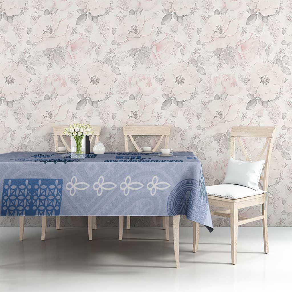 Vintage Lapita Tablecloth Iconic Double Face Pattern Blue