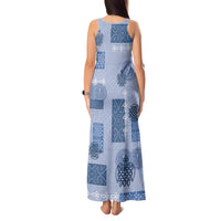 Vintage Lapita Tank Maxi Dress Iconic Double Face Pattern Blue