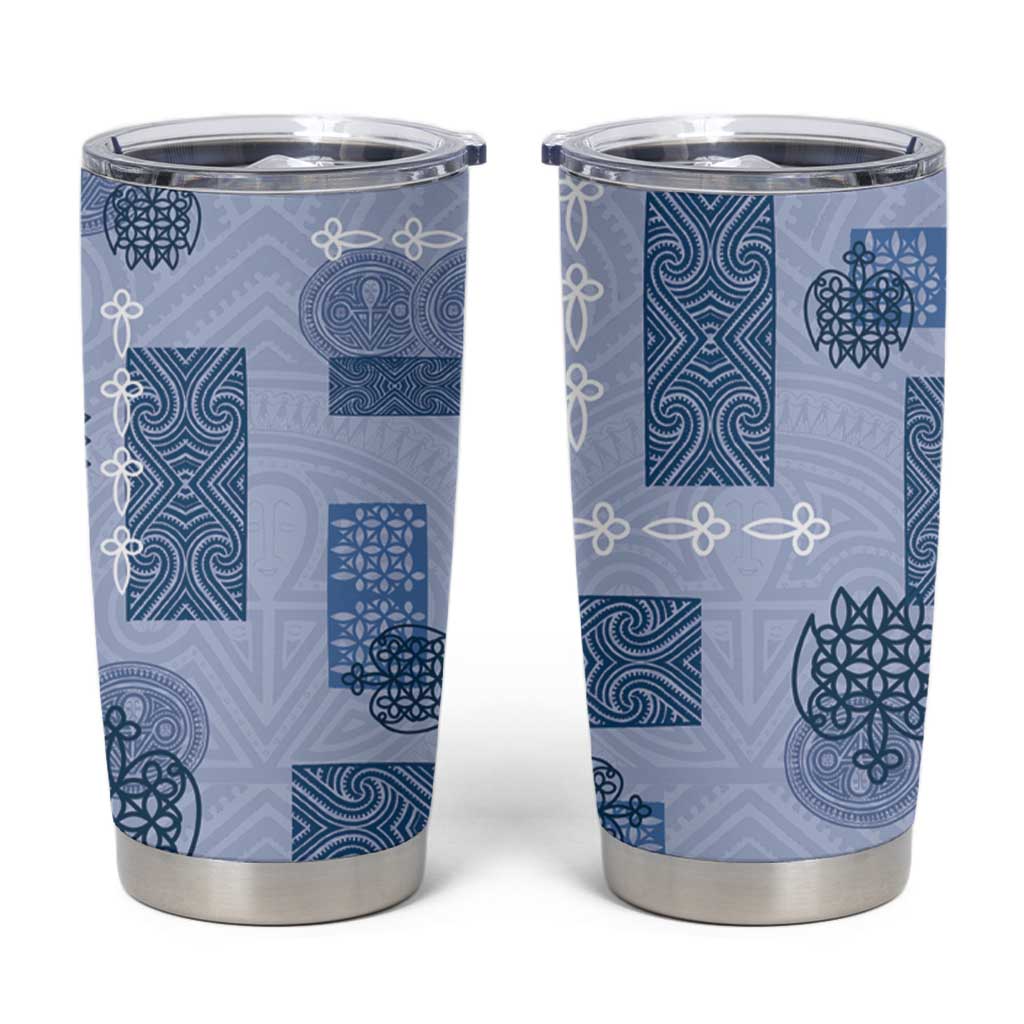 Vintage Lapita Tumbler Cup Iconic Double Face Pattern Blue