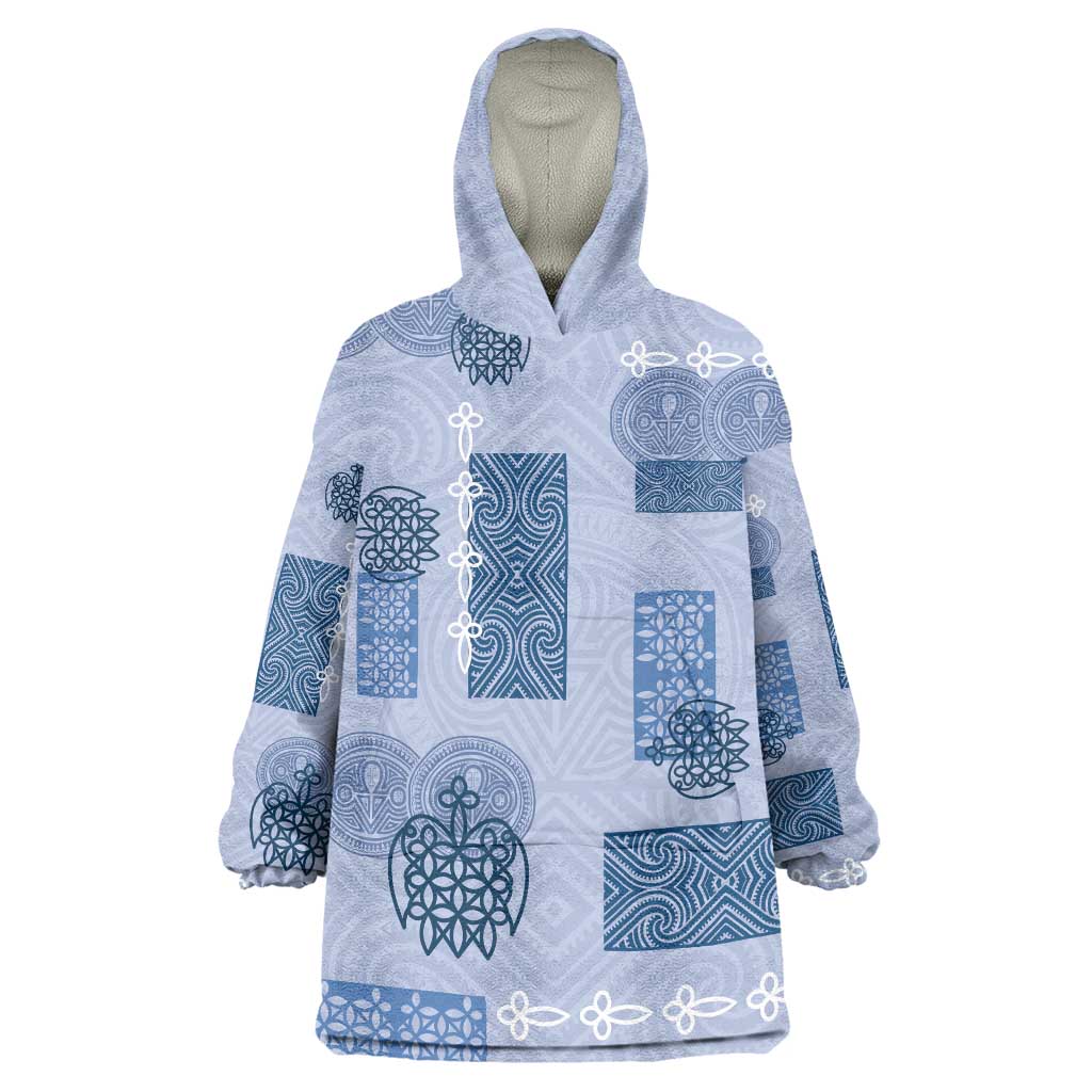 Vintage Lapita Wearable Blanket Hoodie Iconic Double Face Pattern Blue