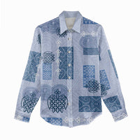 Vintage Lapita Women Casual Shirt Iconic Double Face Pattern Blue