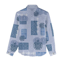 Vintage Lapita Women Casual Shirt Iconic Double Face Pattern Blue