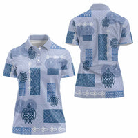 Vintage Lapita Women Polo Shirt Iconic Double Face Pattern Blue