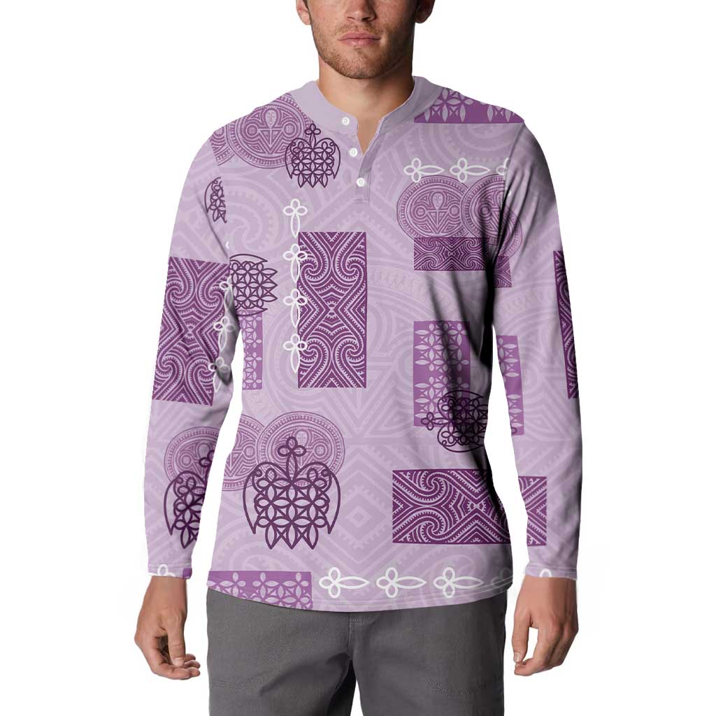 Vintage Lapita Button Sweatshirt Iconic Double Face Pattern Violet