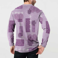 Vintage Lapita Button Sweatshirt Iconic Double Face Pattern Violet