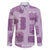 Vintage Lapita Family Matching Long Sleeve Bodycon Dress and Hawaiian Shirt Iconic Double Face Pattern Violet
