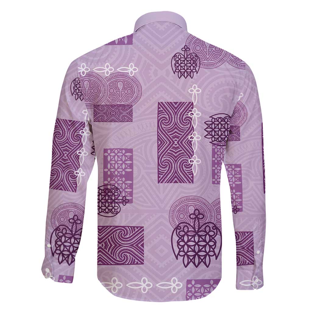 Vintage Lapita Family Matching Mermaid Dress and Hawaiian Shirt Iconic Double Face Pattern Violet