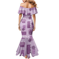 Vintage Lapita Family Matching Mermaid Dress and Hawaiian Shirt Iconic Double Face Pattern Violet