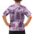 Vintage Lapita Family Matching Off The Shoulder Long Sleeve Dress and Hawaiian Shirt Iconic Double Face Pattern Violet