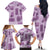 Vintage Lapita Family Matching Off The Shoulder Long Sleeve Dress and Hawaiian Shirt Iconic Double Face Pattern Violet