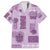 Vintage Lapita Family Matching Off The Shoulder Long Sleeve Dress and Hawaiian Shirt Iconic Double Face Pattern Violet
