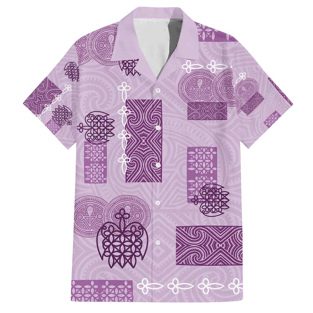 Vintage Lapita Family Matching Off Shoulder Maxi Dress and Hawaiian Shirt Iconic Double Face Pattern Violet