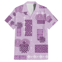 Vintage Lapita Family Matching Off Shoulder Maxi Dress and Hawaiian Shirt Iconic Double Face Pattern Violet