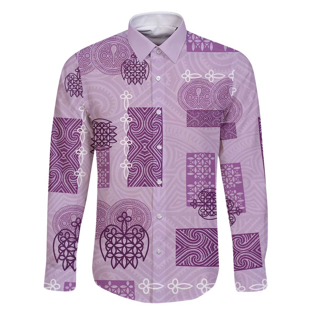 Vintage Lapita Family Matching Puletasi and Hawaiian Shirt Iconic Double Face Pattern Violet