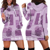 Vintage Lapita Hoodie Dress Iconic Double Face Pattern Violet