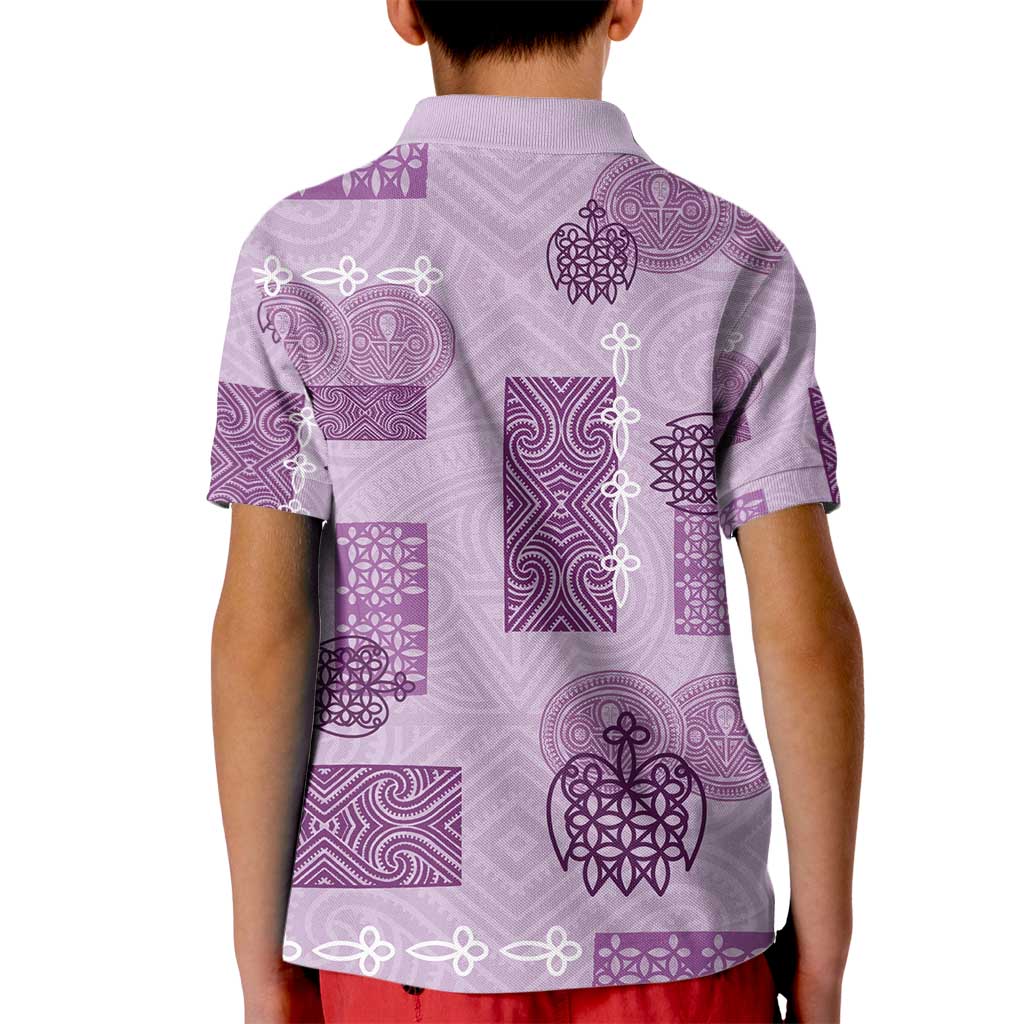 Vintage Lapita Kid Polo Shirt Iconic Double Face Pattern Violet