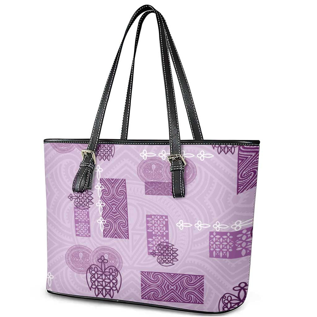 Vintage Lapita Leather Tote Bag Iconic Double Face Pattern Violet