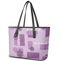 Vintage Lapita Leather Tote Bag Iconic Double Face Pattern Violet