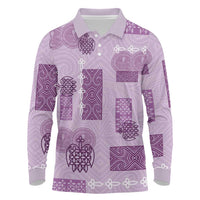 Vintage Lapita Long Sleeve Polo Shirt Iconic Double Face Pattern Violet