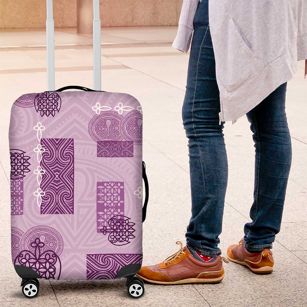 Vintage Lapita Luggage Cover Iconic Double Face Pattern Violet LT05 Violet - Polynesian Pride